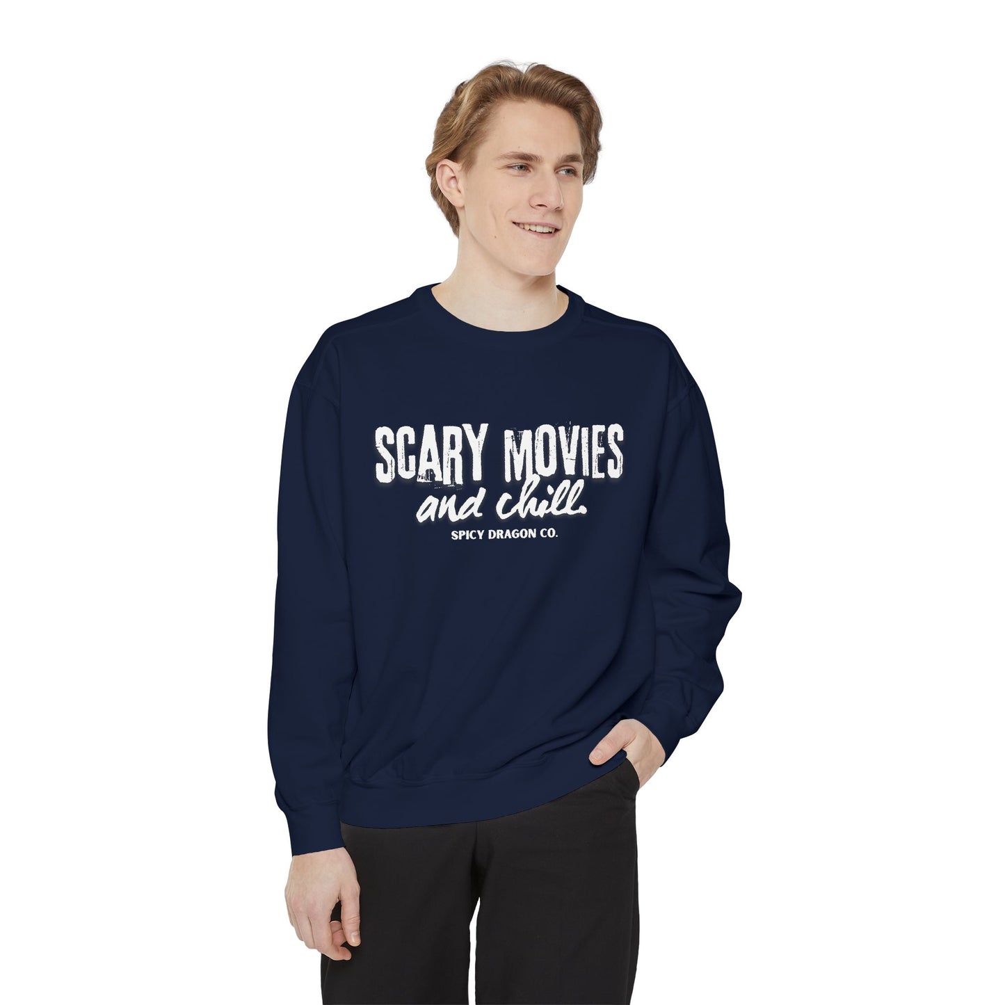 Scary Movies & Chill Comfort Colors Crewneck