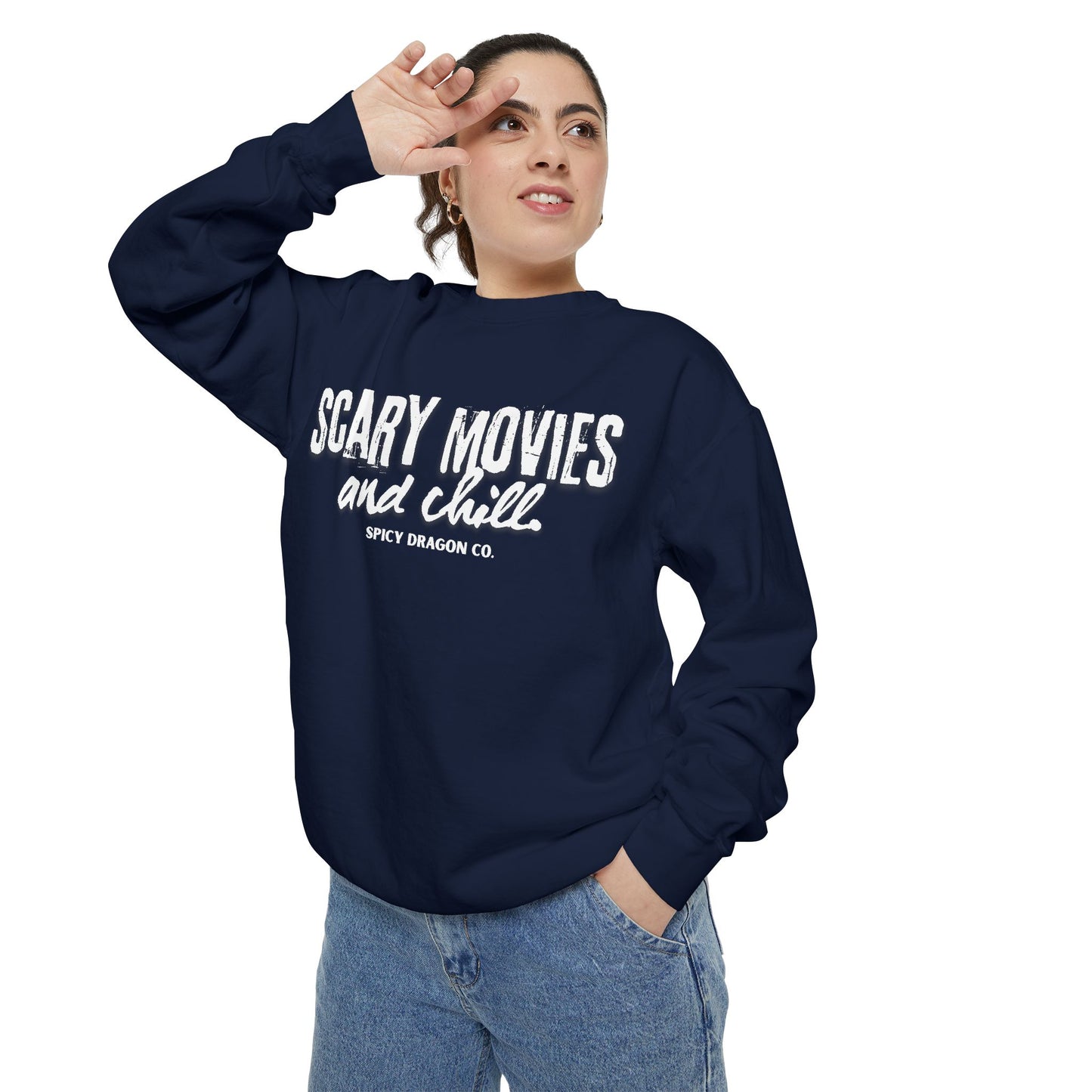 Scary Movies & Chill Comfort Colors Crewneck