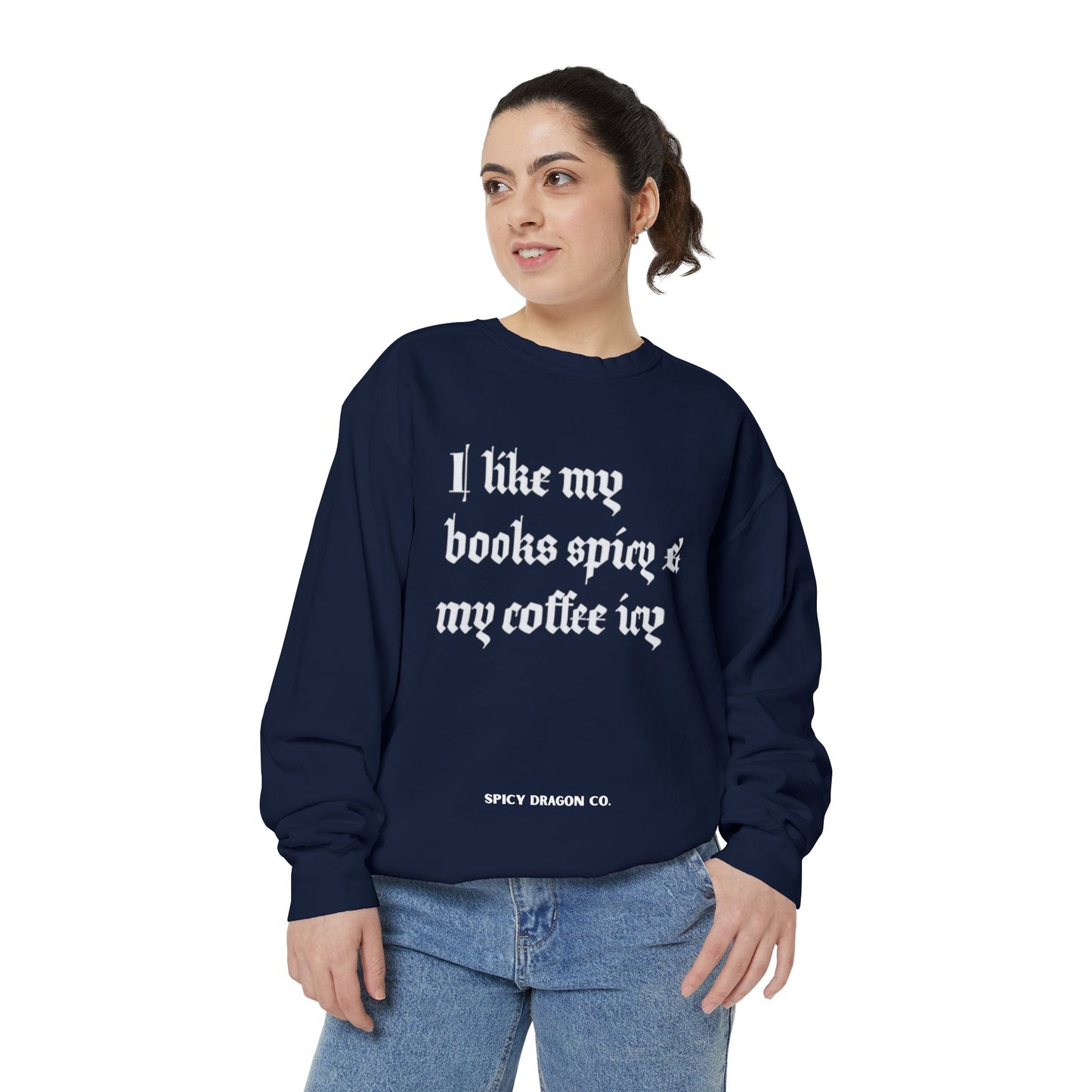 Books Spicy & Coffee Icy Comfort Colors Crewneck