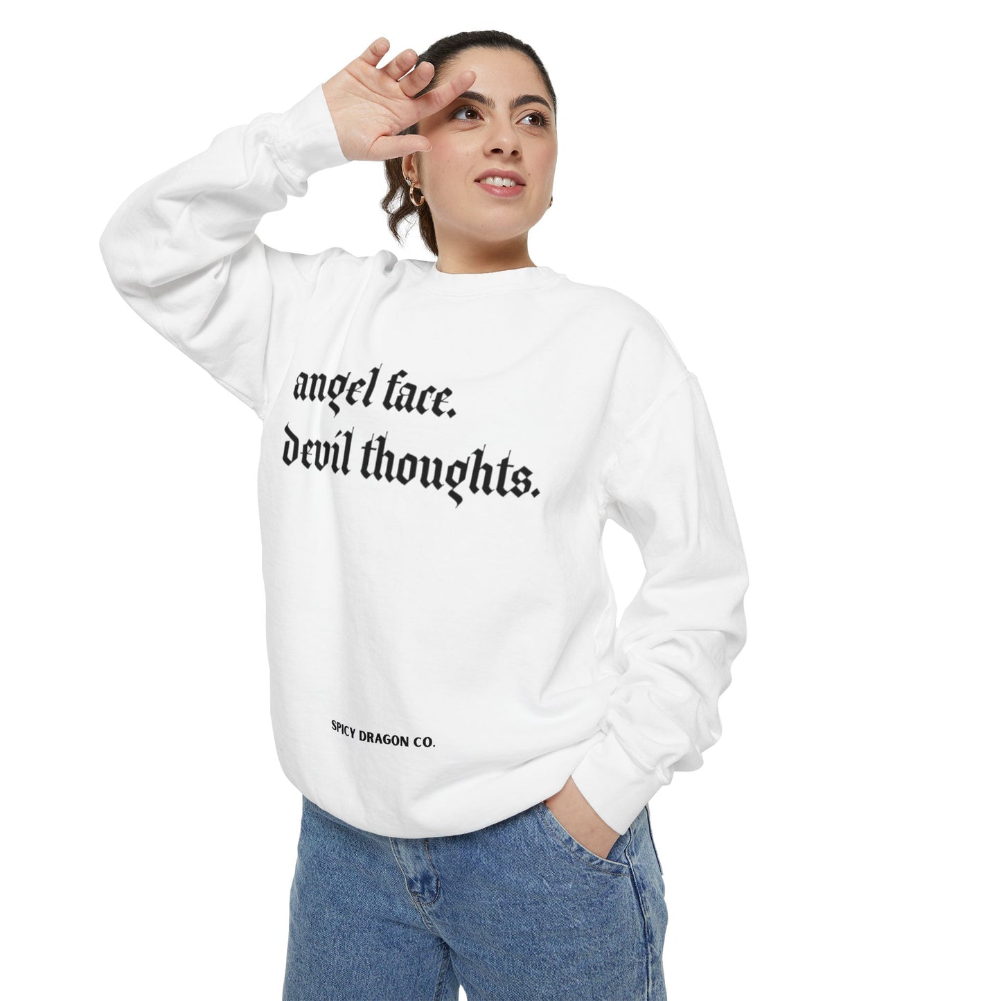 Angel Face/Devil Thoughts Comfort Colors Crewneck