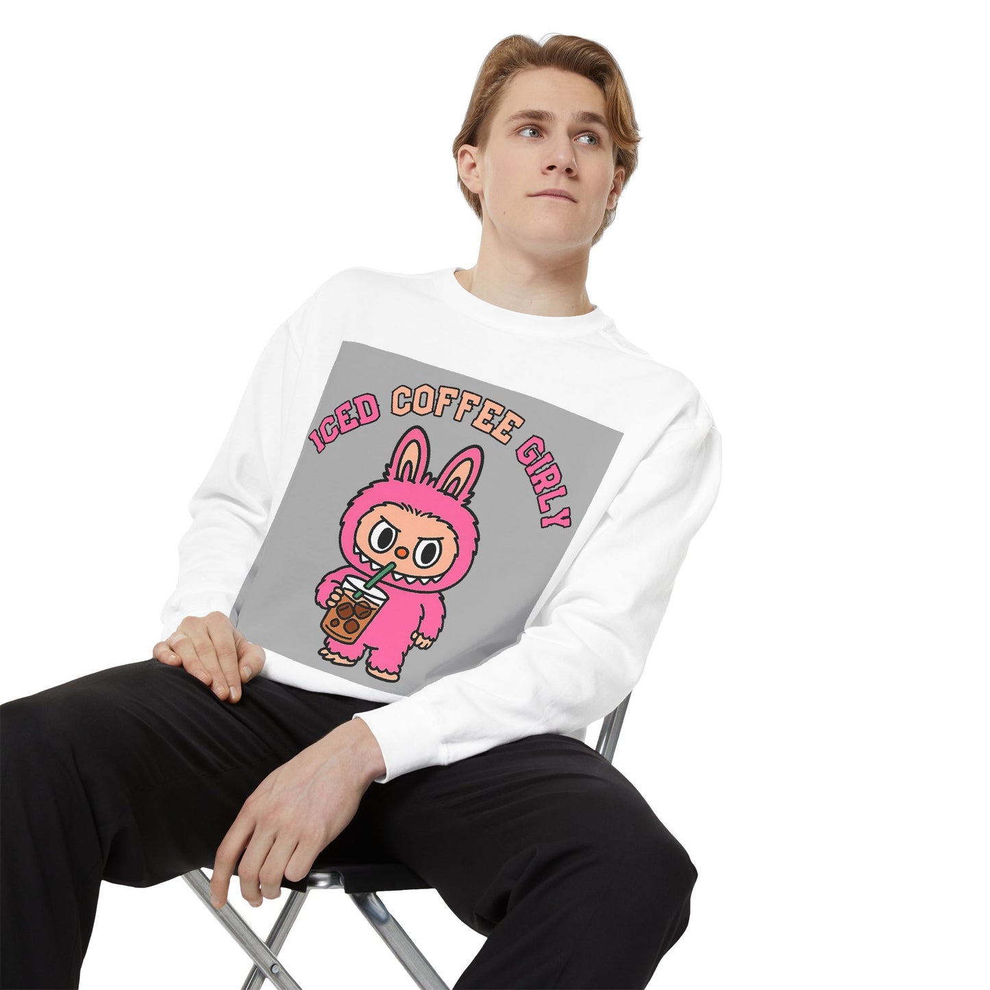 BuBu Iced Coffee Girly Comfort Colors Crewneck