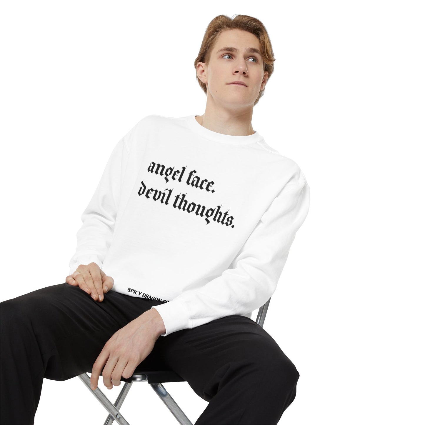 Angel Face/Devil Thoughts Comfort Colors Crewneck