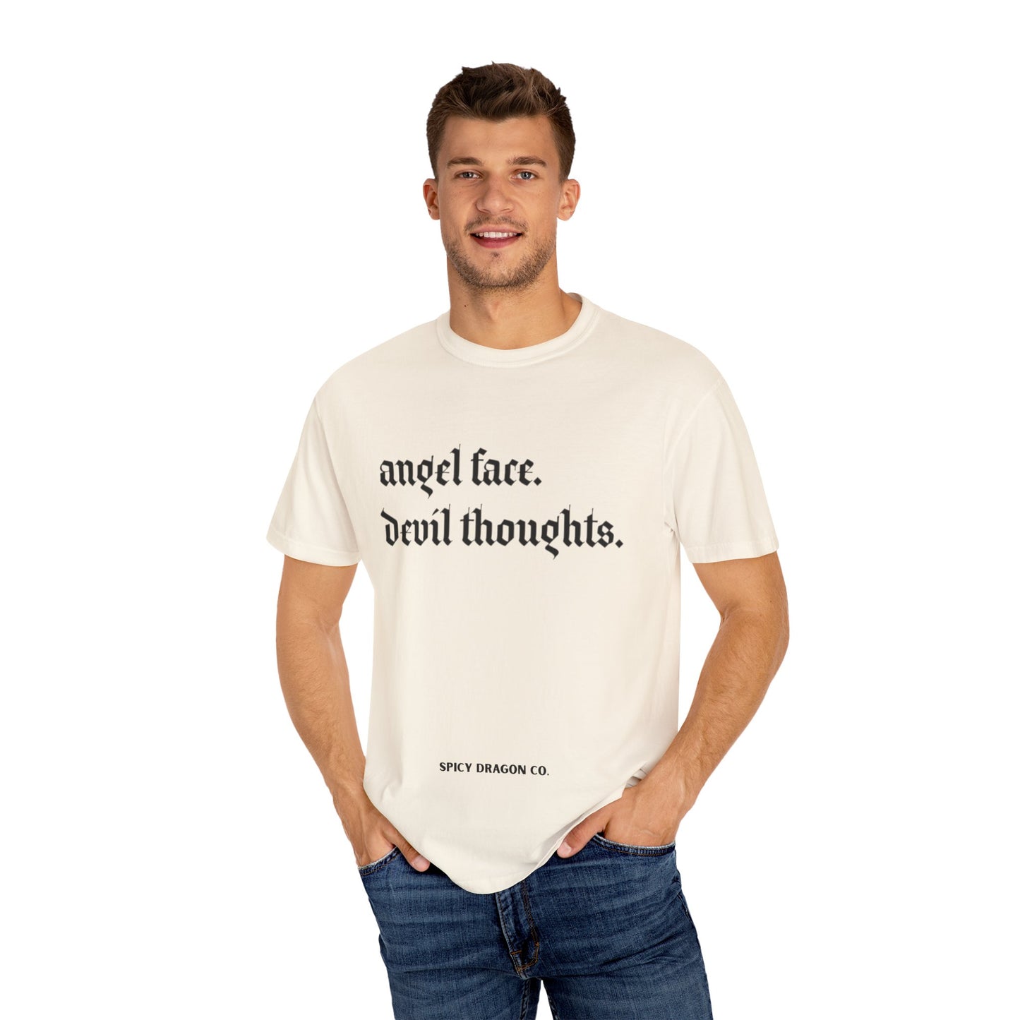 Angel Face/Devil Thoughts Comfort Colors Tee