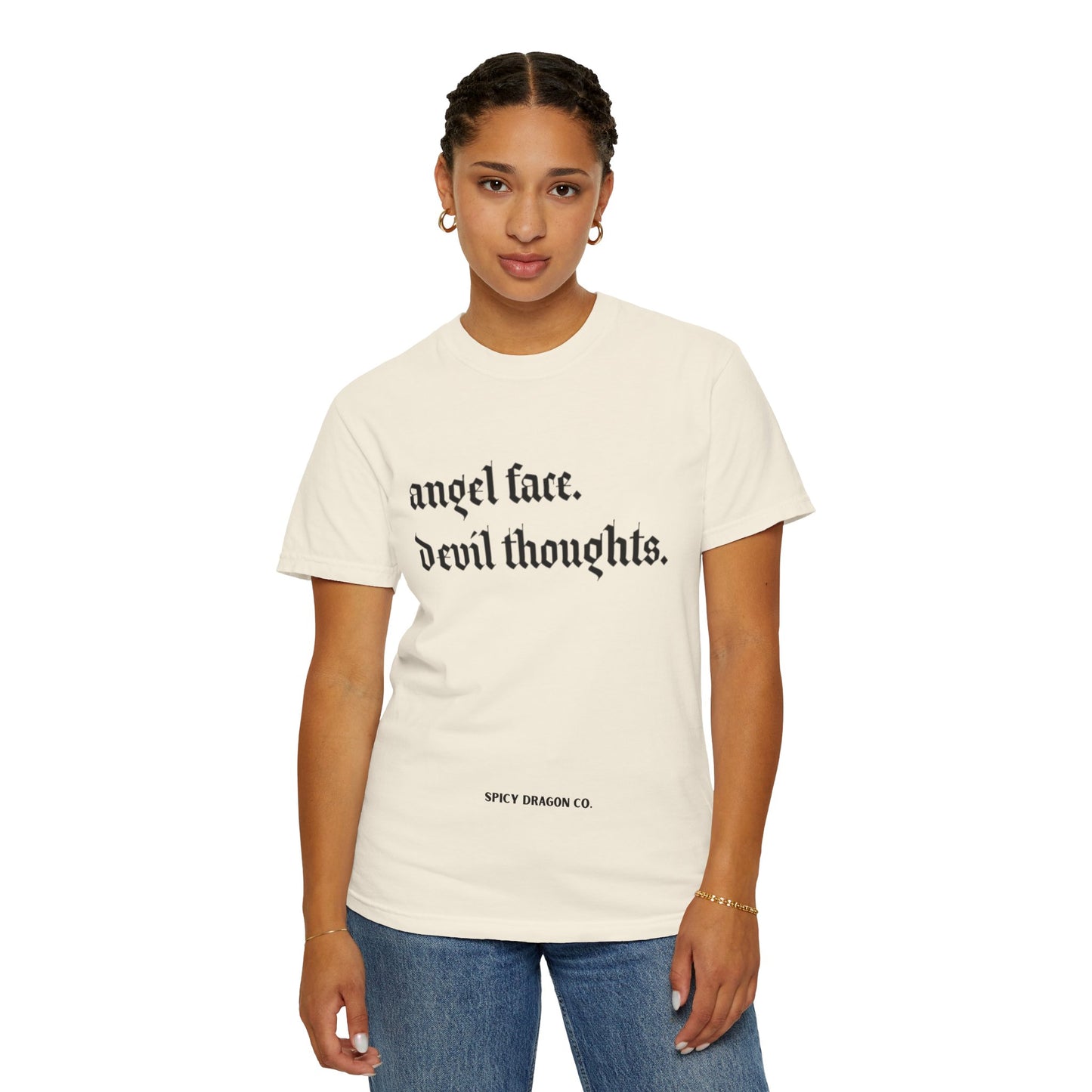 Angel Face/Devil Thoughts Comfort Colors Tee