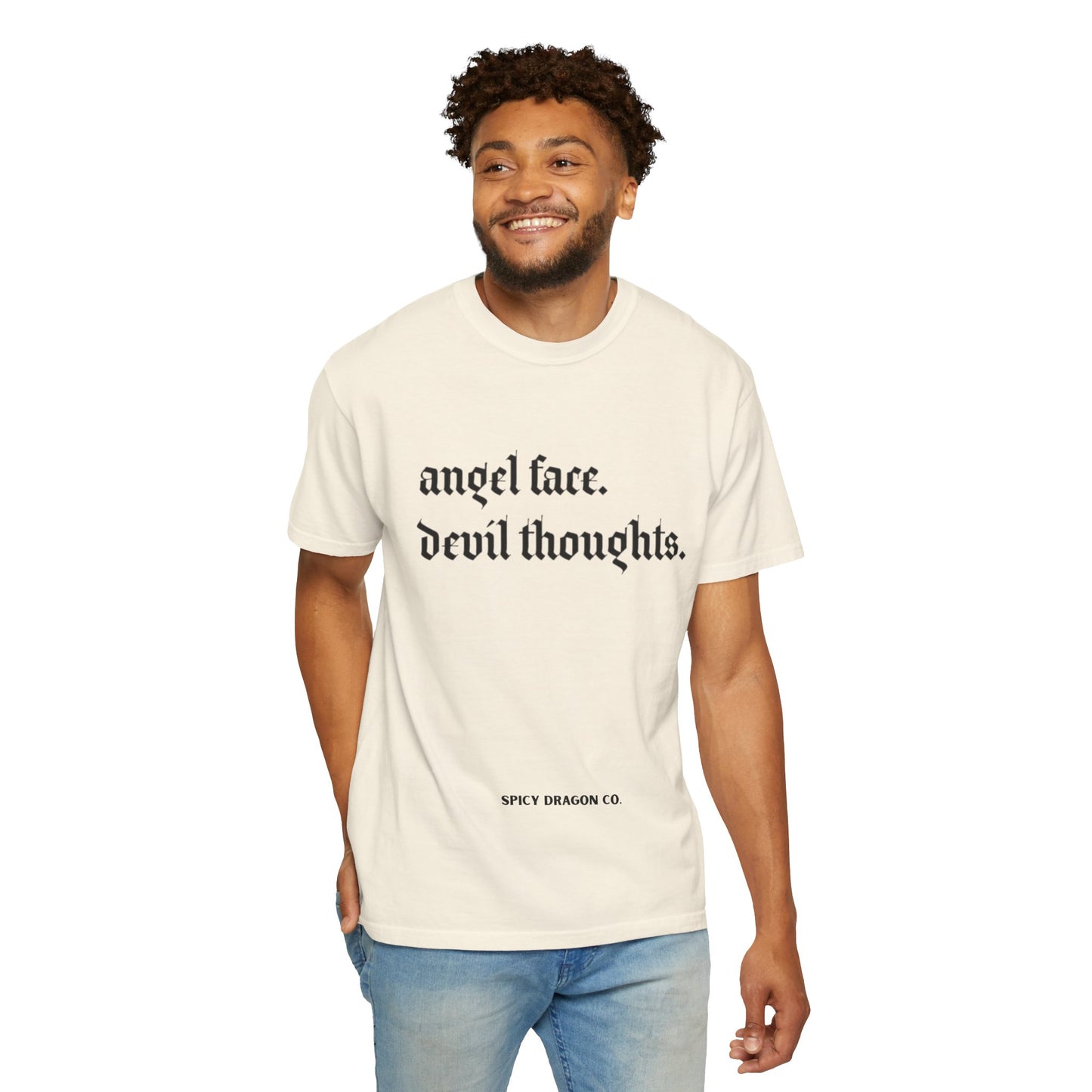 Angel Face/Devil Thoughts Comfort Colors Tee