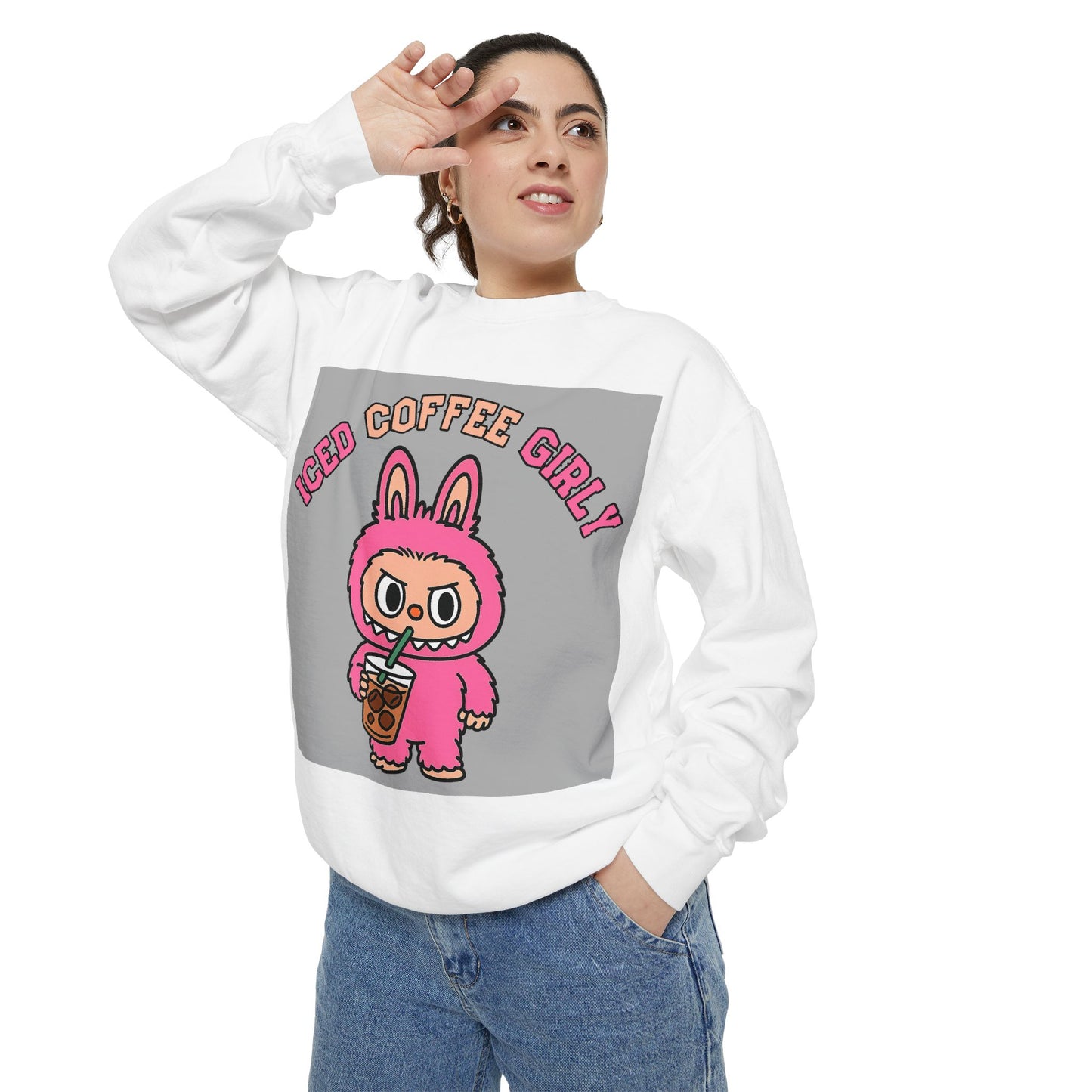 BuBu Iced Coffee Girly Comfort Colors Crewneck