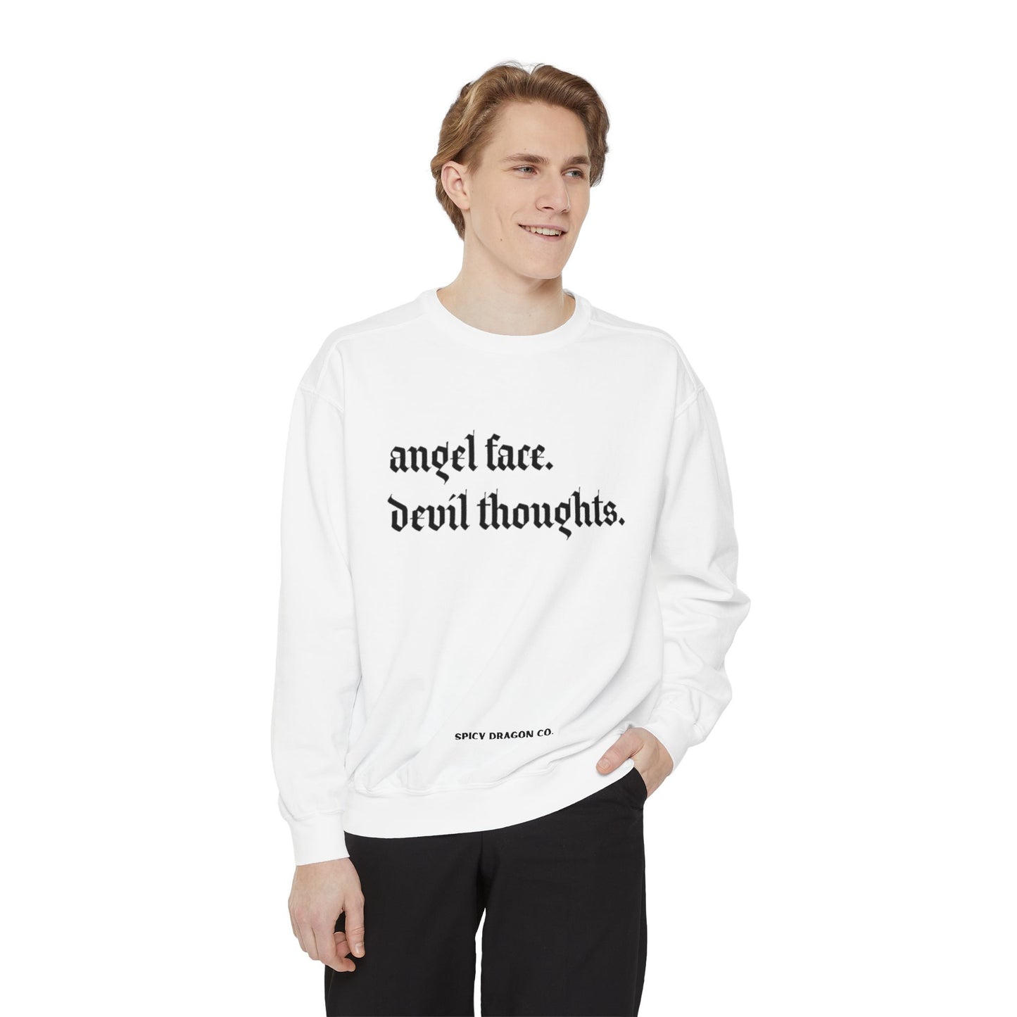 Angel Face/Devil Thoughts Comfort Colors Crewneck
