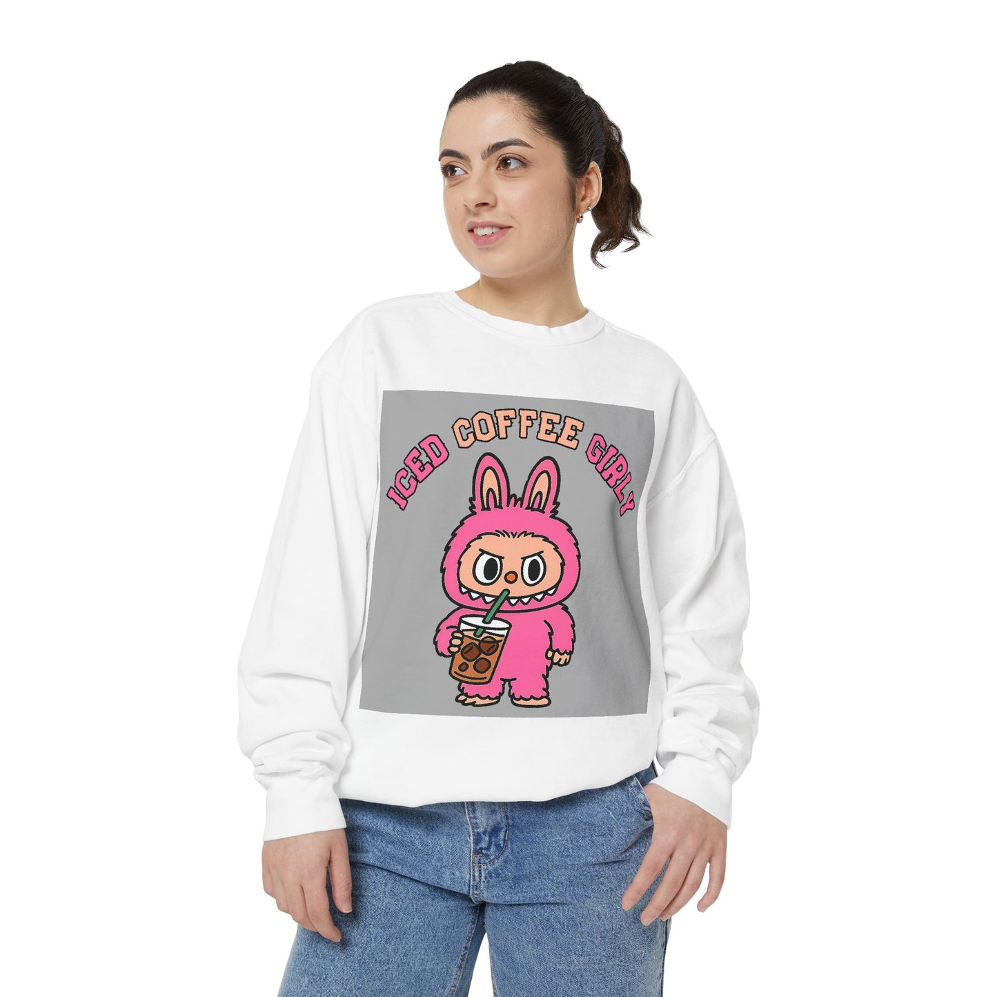 BuBu Iced Coffee Girly Comfort Colors Crewneck