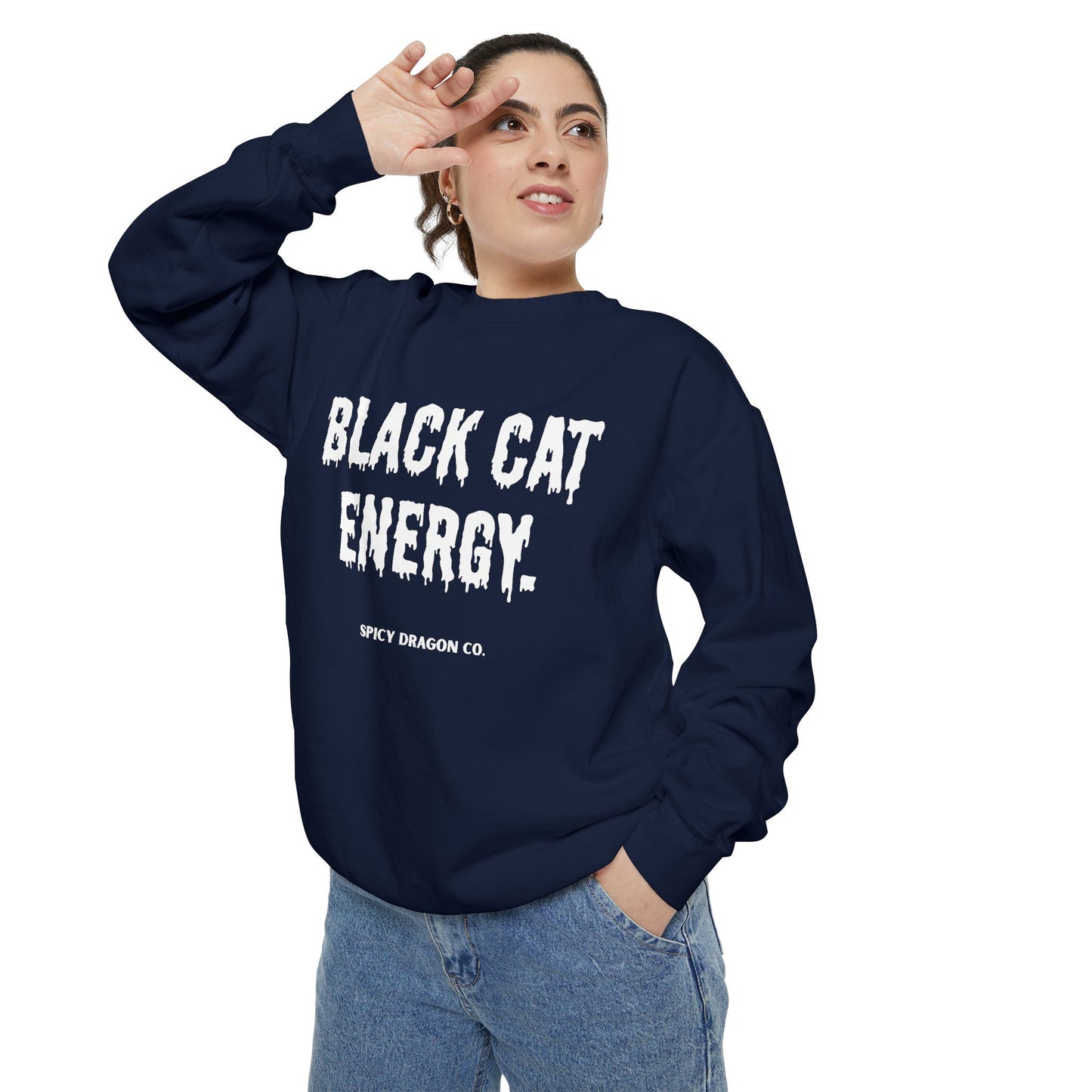 Black Cat Energy Comfort Colors Crewneck