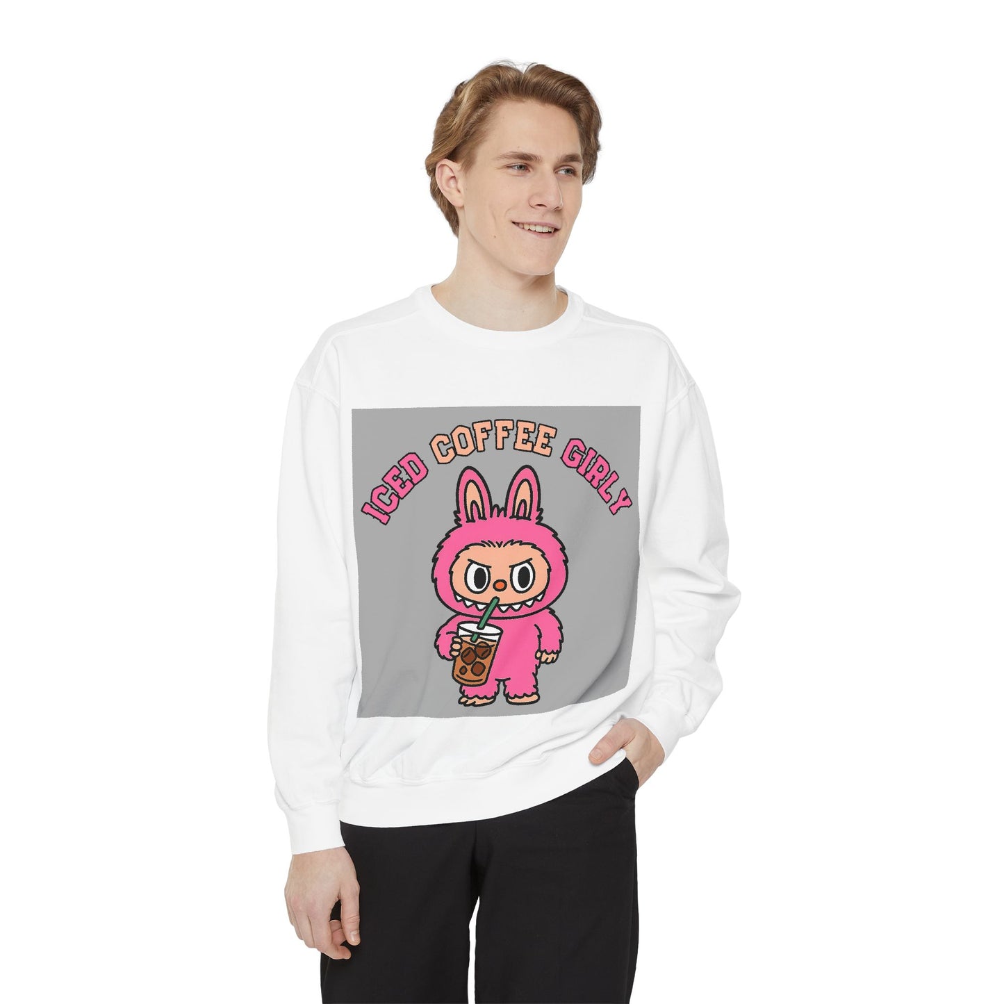 BuBu Iced Coffee Girly Comfort Colors Crewneck