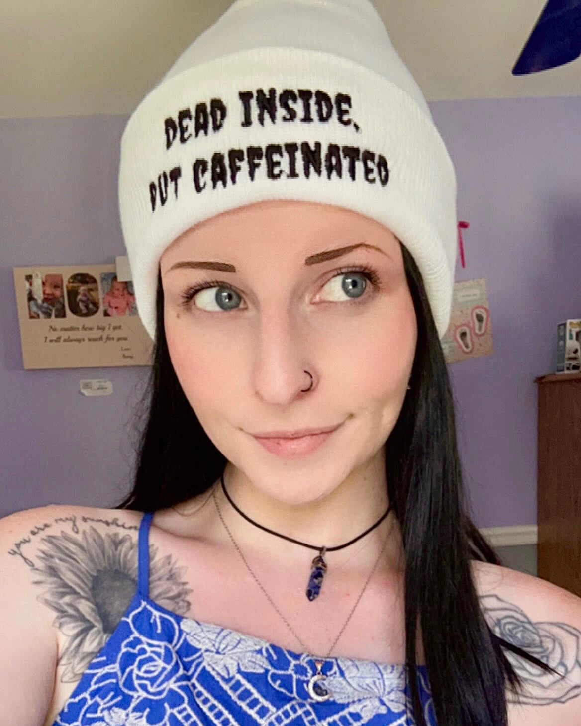 Dead Inside, But Caffeinated Beanie