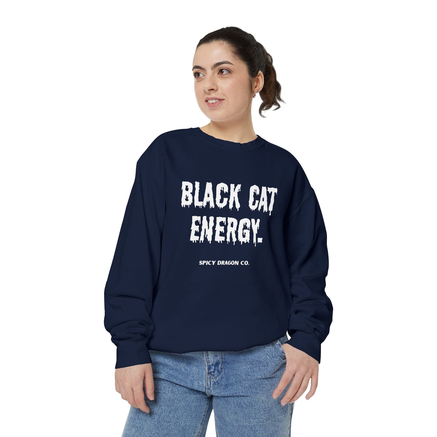 Black Cat Energy Comfort Colors Crewneck