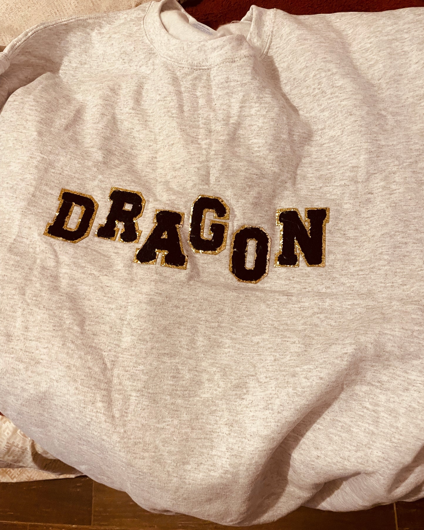 Ash Grey Dragon Letter Patch Sweatshirt