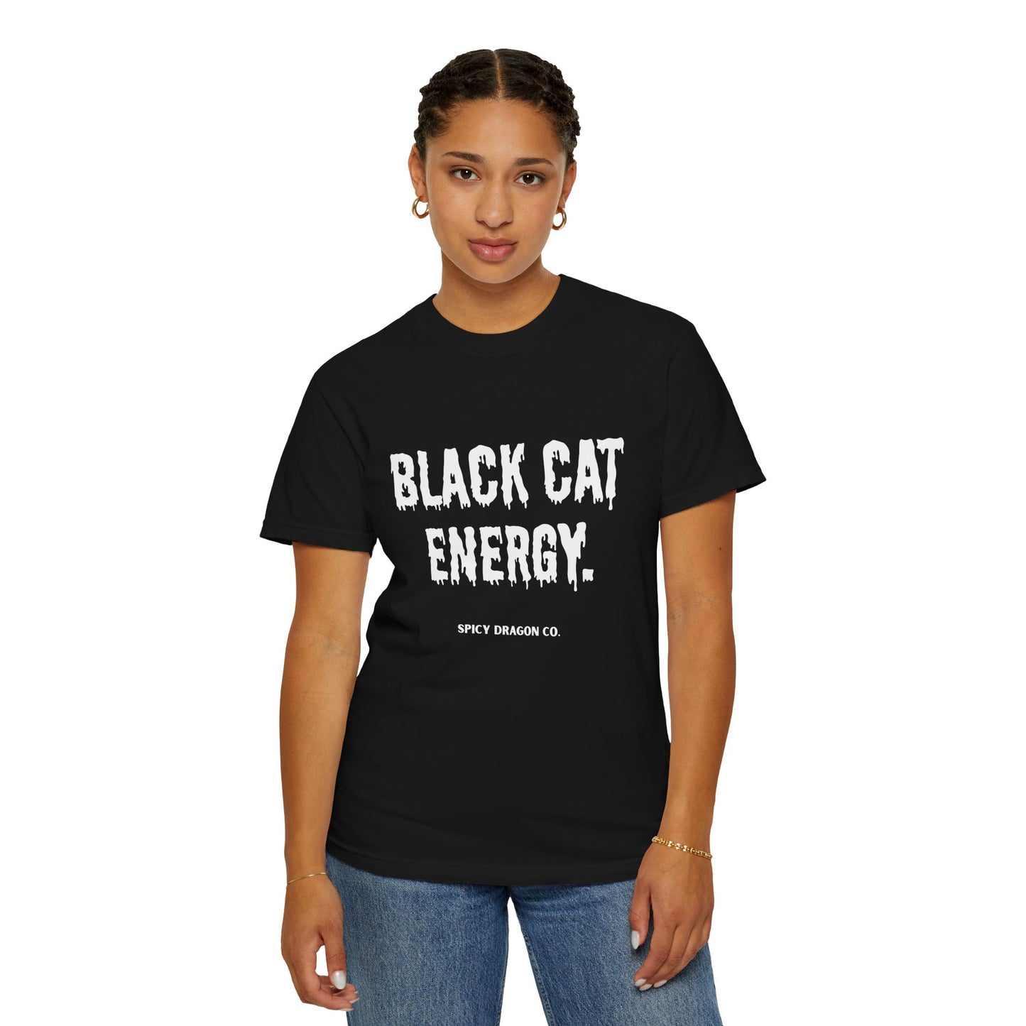 Black Cat Energy Comfort Colors Tee