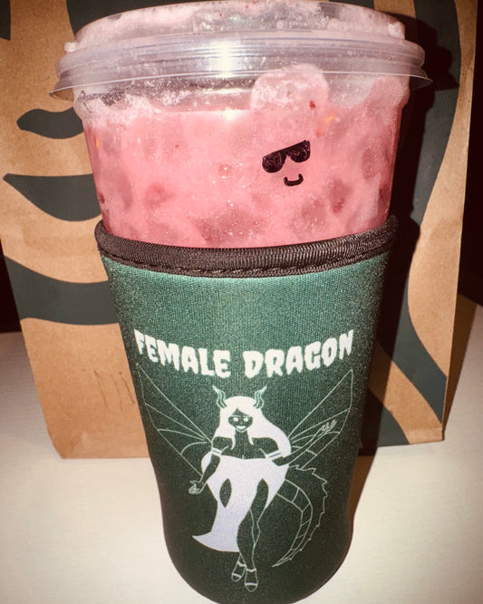Female Dragon Iced Coffee Koozie