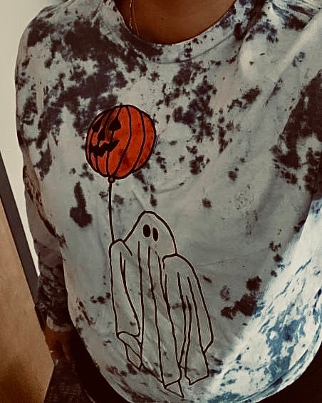 Ghost Holding Pumpkin Balloon Long Sleeve