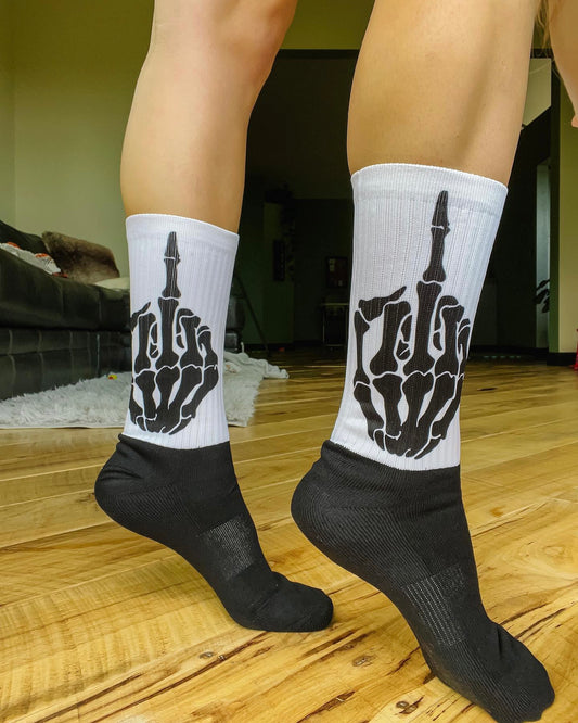 Skeleton Middle Finger Socks