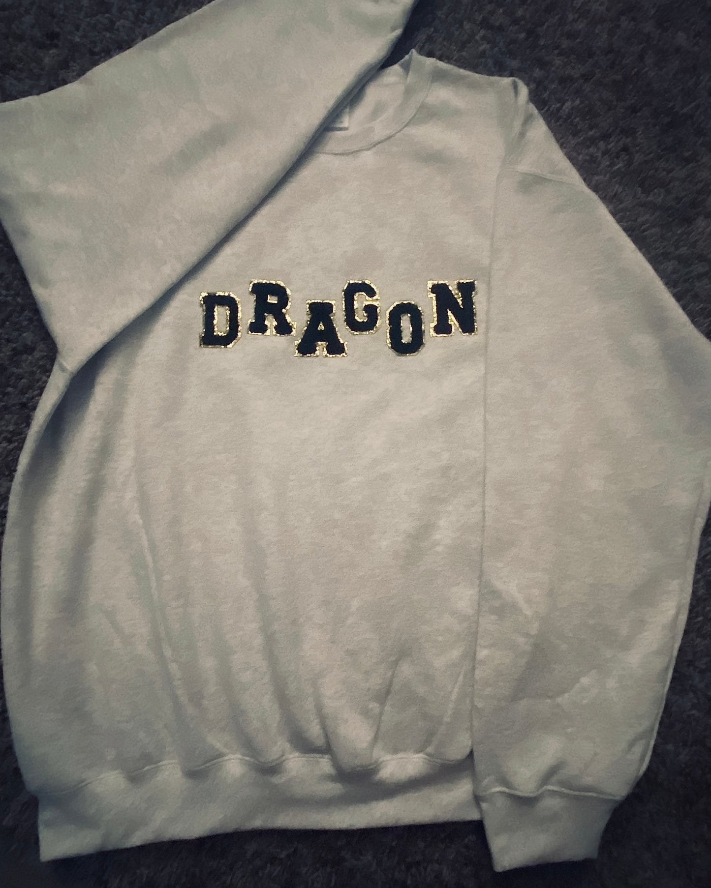 Ash Grey Dragon Letter Patch Sweatshirt