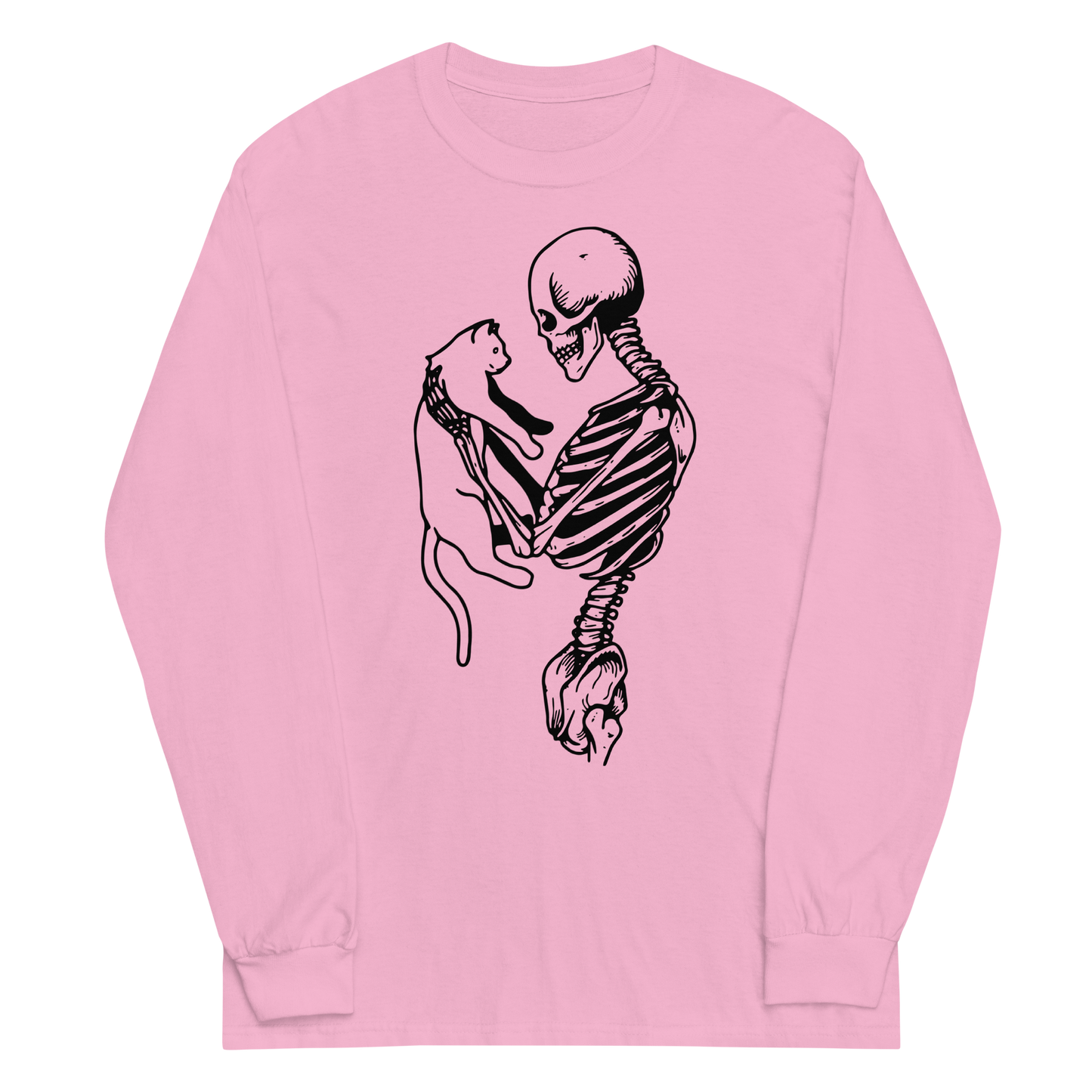 Skeleton Holding Cat Long Sleeve